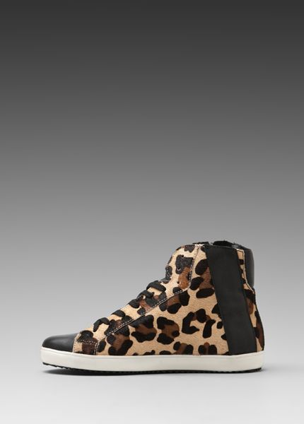 mid star sneakers in leopard print pony skin