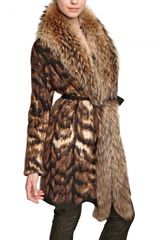 Roberto Cavalli Fox Fur Wool Jacquard Coat