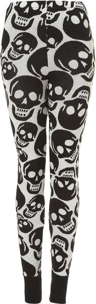 Topshop Smiley Skull Knit Leggings - Lyst