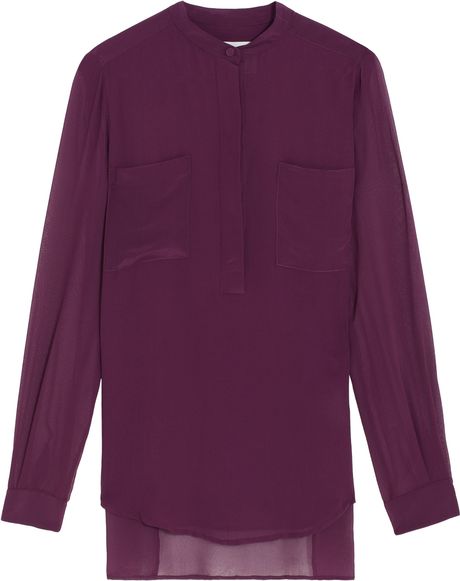 3.1 Phillip Lim Henley Silk Blouse in Purple (berry) - Lyst