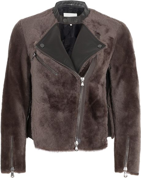 3.1 Phillip Lim Motorcycle Shearling Jacket in Brown - Lyst