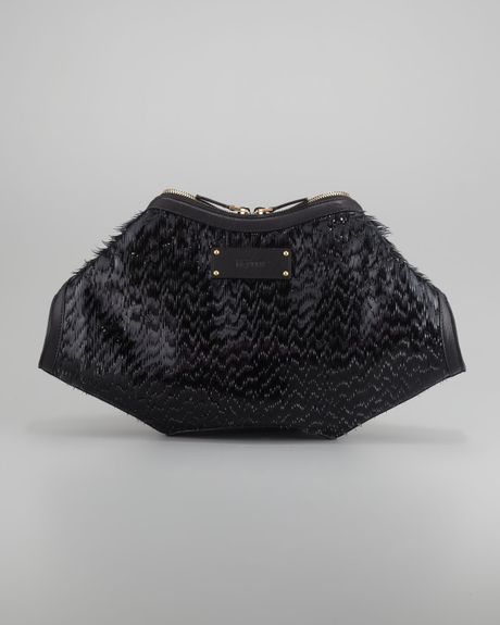 Alexander Mcqueen Eyelash Demanta Clutch in Black - Lyst