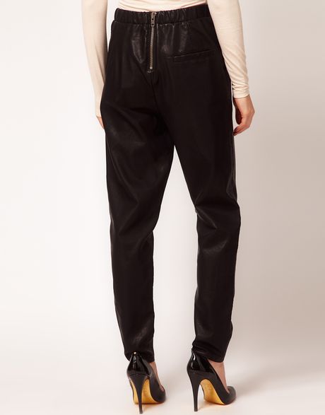 Asos Collection Asos Track Pants in Leather Look in Black | Lyst