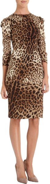 Dolce & Gabbana Press Pleat Dress in Animal (leopard) - Lyst
