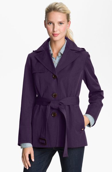 Ellen Tracy Single Breasted Trench Coat in Purple (eggplant) - Lyst