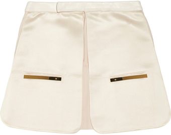 Esteban Cortazar Leather Twill and Duchess Satin Mini Skirt - Lyst