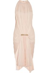 Esteban Cortazar Gathered Accordion-Pleated Chiffon Dress