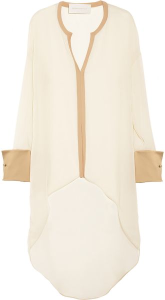 Esteban Cortazar Cady Trimmed Chiffon Blouse in Beige (sand) - Lyst