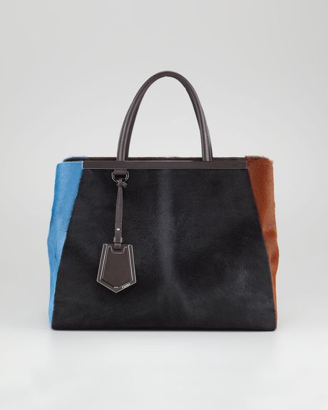 Fendi 2jours Calf Hair Tote Bag Blacksugar Paper in Blue (black) - Lyst