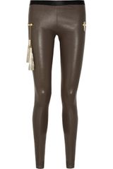 Les Chiffoniers Zip-Embellished Stretch Leather Leggings