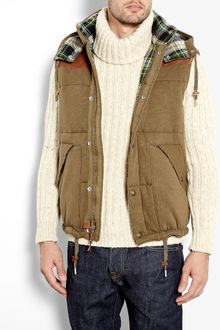 Polo Ralph Lauren Olive Leather Yoke Flannel Lined Gilet - Lyst