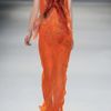 Vera Wang Organza and Mesh Paneled Silk Chiffon Gown in Orange - Lyst