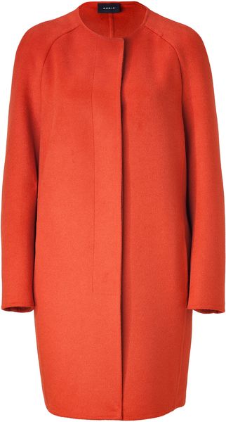 Akris Glowing Redorange Woolangora Campagne Coat - Lyst