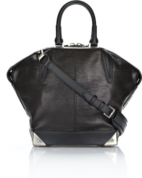 Alexander Wang Small Emile in Black Lizard with Antique Nickel in Black - Lyst