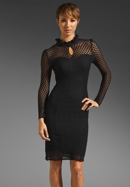 Alice By Temperley Davis Long Sleeve Dress in Blackmidnight in Black (black & midnight) - Lyst