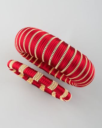 Cara Accessories Two Piece Wrapped Bangles Burgundy - Lyst