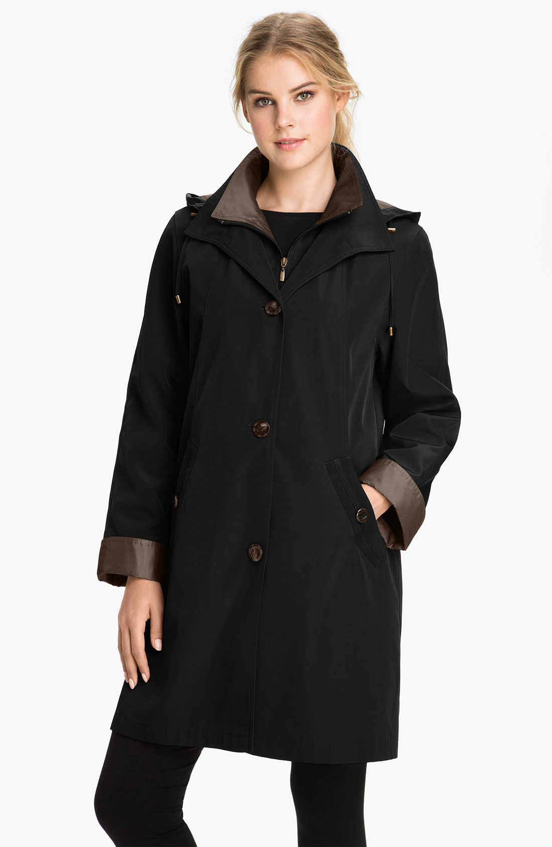 gallery rain jacket with detachable hood