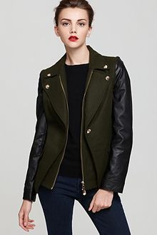 Sam Edelman Convertible Jacket with Leather Sleeves - Lyst
