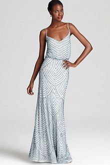 Adrianna Papell Beaded Gown Sleeveless Blouson - Lyst