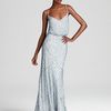 Adrianna Papell Beaded Gown Sleeveless Blouson in Gray (lead) - Lyst