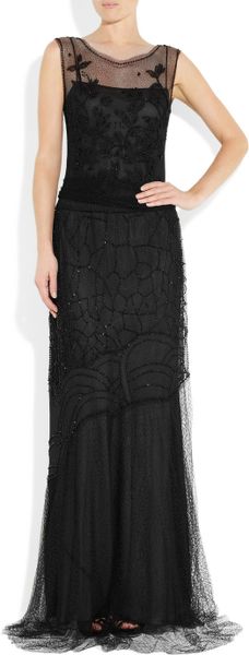 embroidered mesh gown