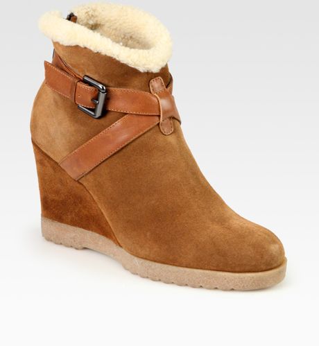 aquatalia wynter suede & shearling platform boots