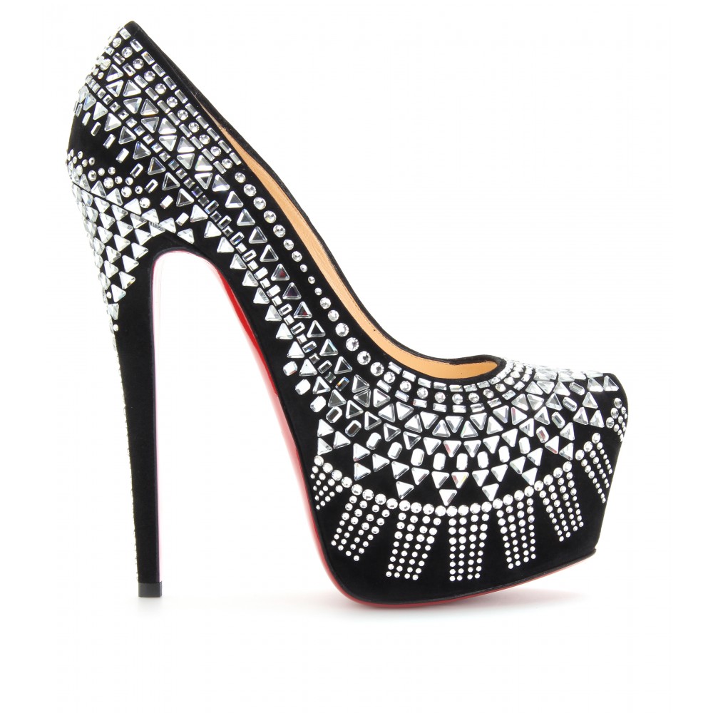 black and silver platform heels