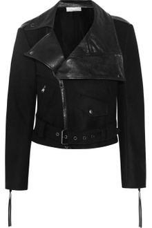 Donna Karan New York Wool-Blend Felt and Leather Biker Jacket - Lyst
