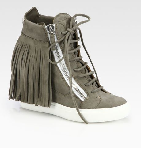 suede fringe sneakers