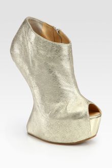 Giuseppe Zanotti Metallic Leather Curvedwedge Platform Ankle Boots - Lyst