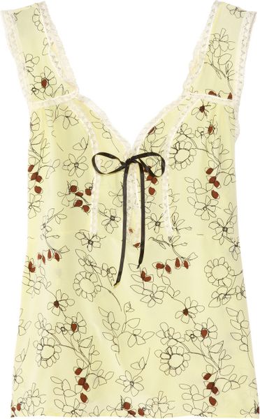 Marni Printed Silk Camisole in Yellow (lemon) - Lyst