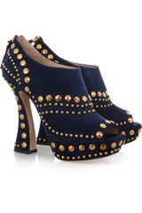 Miu Miu Studded Suede Ankle Boots