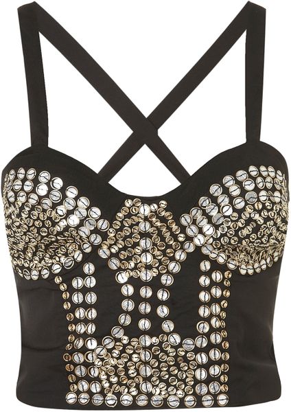 Topshop Coin Stud Bralet in Black - Lyst
