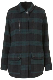 Topshop Check Wool Army Jacket - Lyst