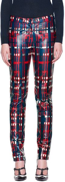 Tory Burch Christina Plaid Leather Pant in Multicolor - Lyst