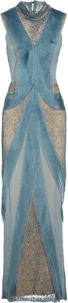 Vera Wang Openweave and Organzapaneled Silkchiffon Gown - Lyst