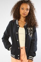 Wesc The Laika Fleece Varsity Jacket in Navy