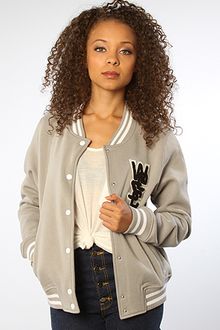 Wesc The Laika Fleece Varsity Jacket in Pumice Rock - Lyst