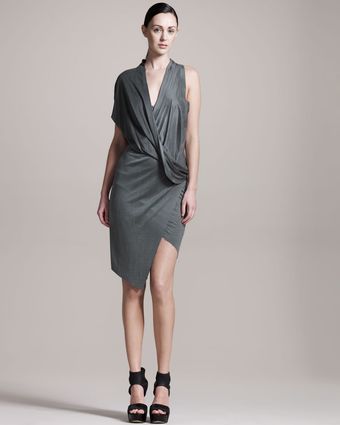 Helmut Lang Asymmetric Jersey Dress - Lyst