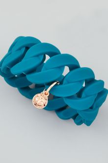 Marc By Marc Jacobs Wide Rubber Katie Turnlock Bracelet Teal - Lyst