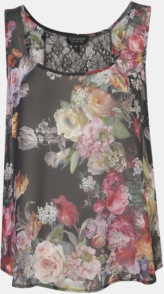 Topshop Lace Back Tank - Lyst
