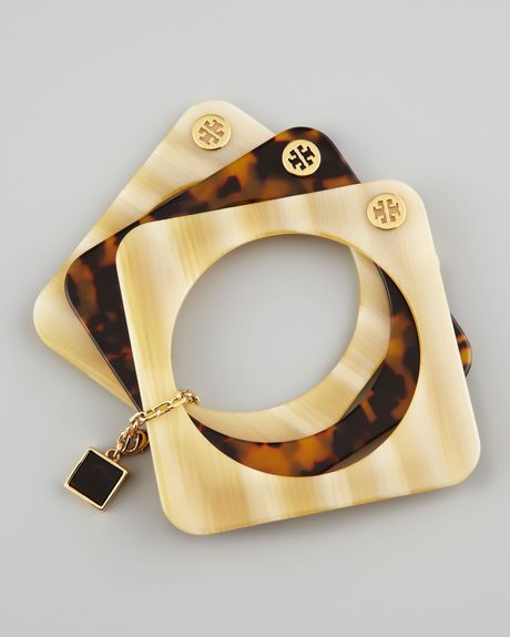 Tory Burch Tomi Resin Stacking Bangles  in Brown (horn) - Lyst