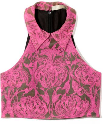 Honor Ss Neon Orchid Print Organza Blouse - Lyst