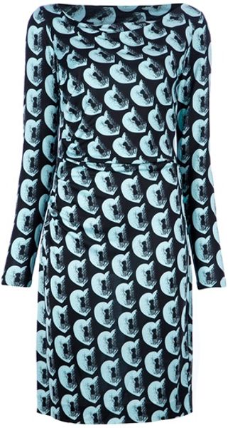 Diane Von Furstenberg Taisha Silk Printed Dress in Blue - Lyst