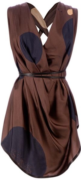 Gustavo Lins Plunge Neck Draped Blouse - Lyst