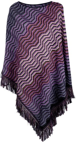 Missoni Fringed Poncho in Purple - Lyst