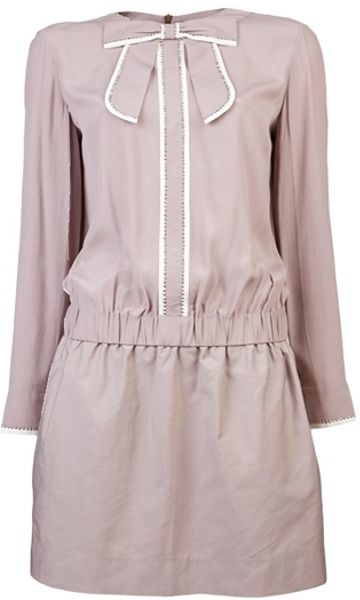 Victoria Beckham Studded Bow Dress in Gold - Lyst