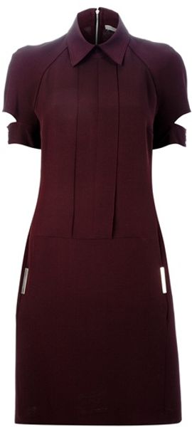 Victoria Beckham Collared Dress in Brown (prune) - Lyst