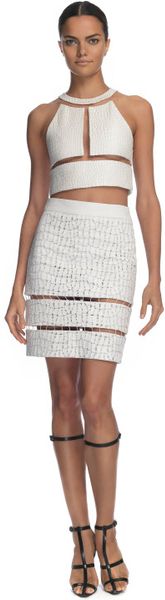 Alexander Wang Reptile Threadwork Halterneck Top in White (glow) - Lyst