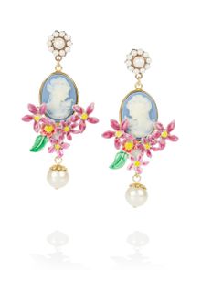 Dolce & Gabbana Gold-Plated Glass Pearl Cameo Clip Earrings - Lyst